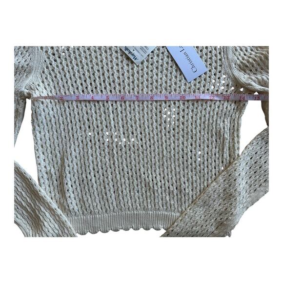 Nwt Christian Lacroix cream-colored open-knit crew neck sweater extra small - Picture 7 of 10